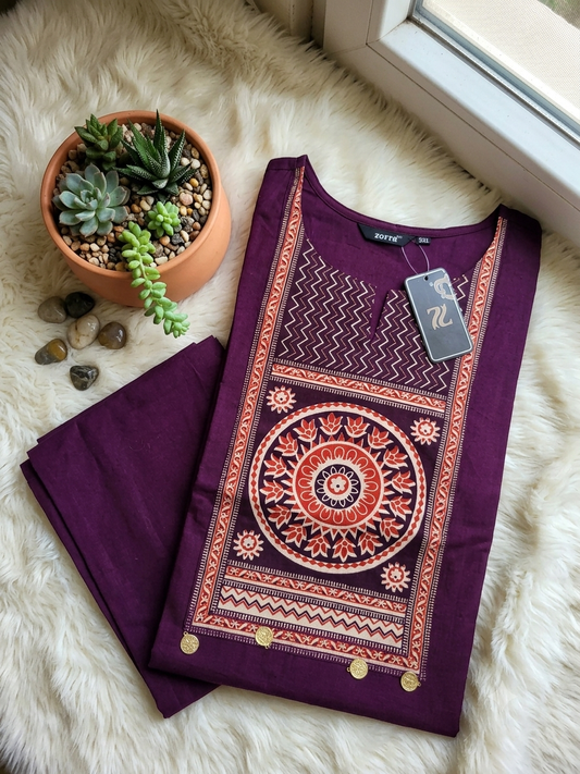 🌸Premium Cotton Kurti | Ethnic Printed Yoke