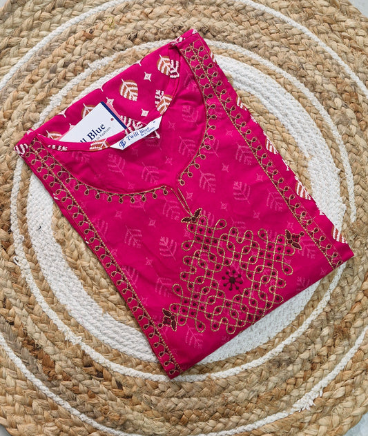 Embroidery Kolam Design Kurti