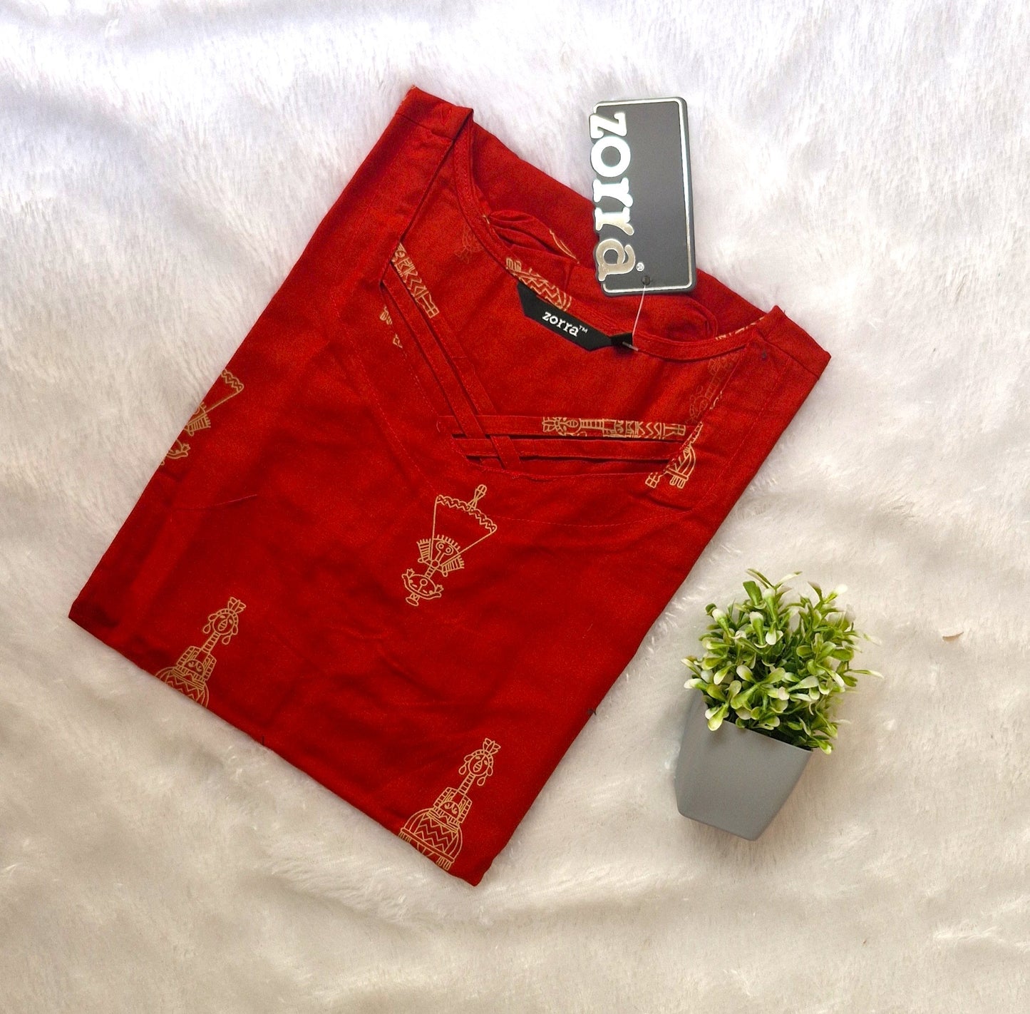 Cotton Kurti with Puff Sleeves