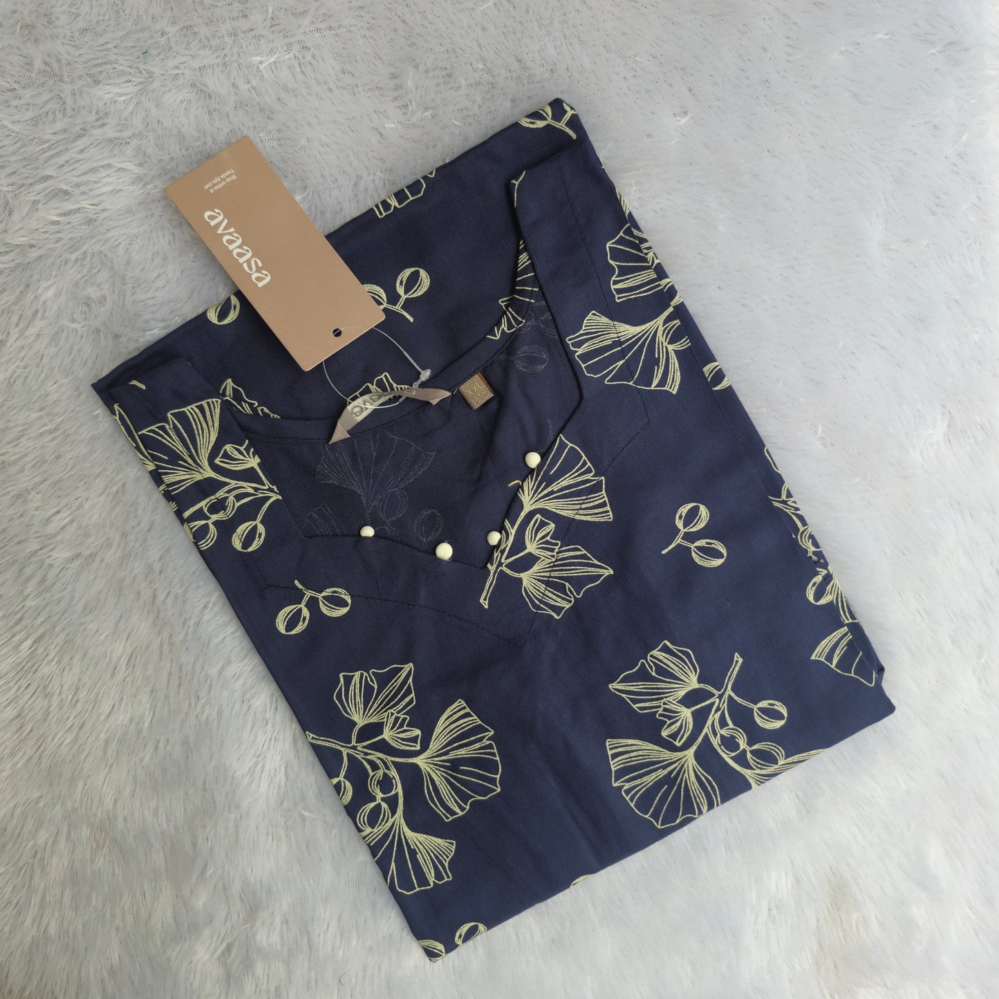 Avaasa Rayon Kurti | Navy Blue