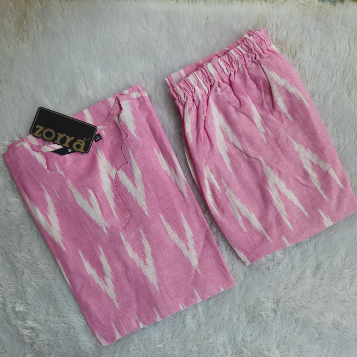 Premium Ikkat Cotton Co-Ord Set | Pink✨