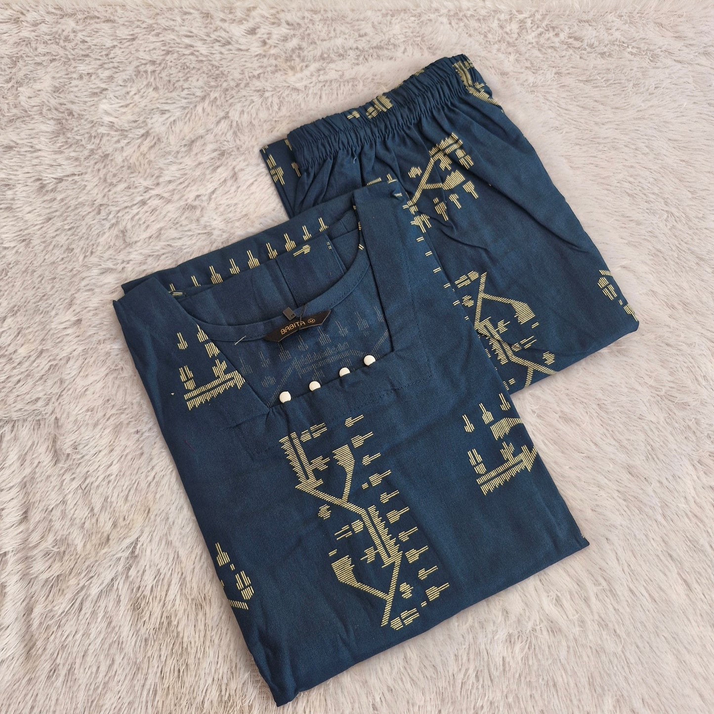 Premium Cotton Co-ord Set for Women | Teal Blue