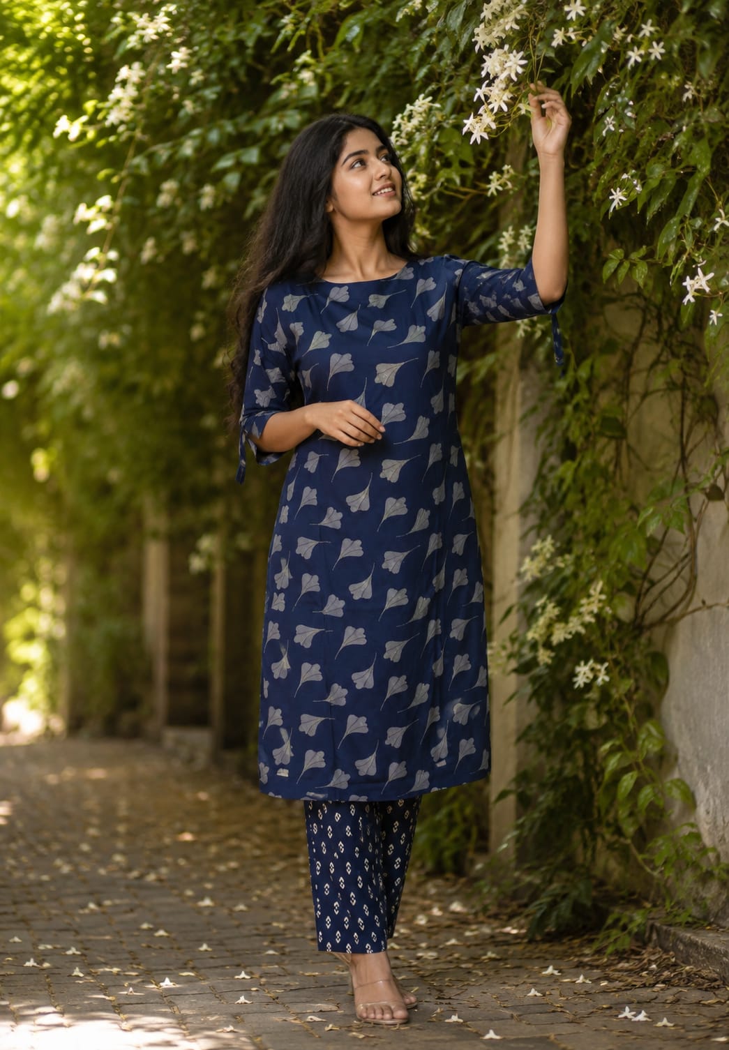 ๐Navy Blue Midnight Leaf Co-ord Set | Liva Rayon