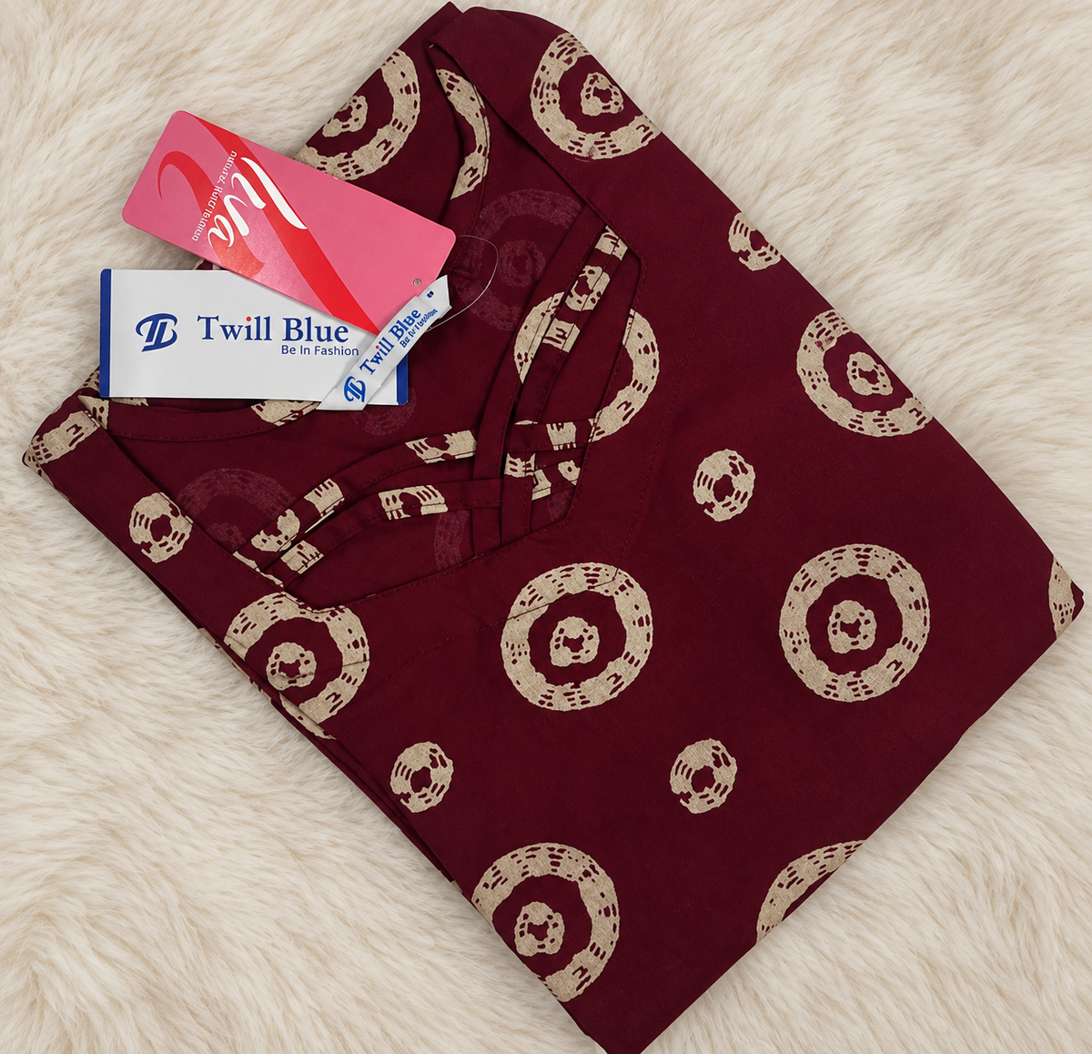 Wine Maroon Circular Design Liva Rayon Kurti