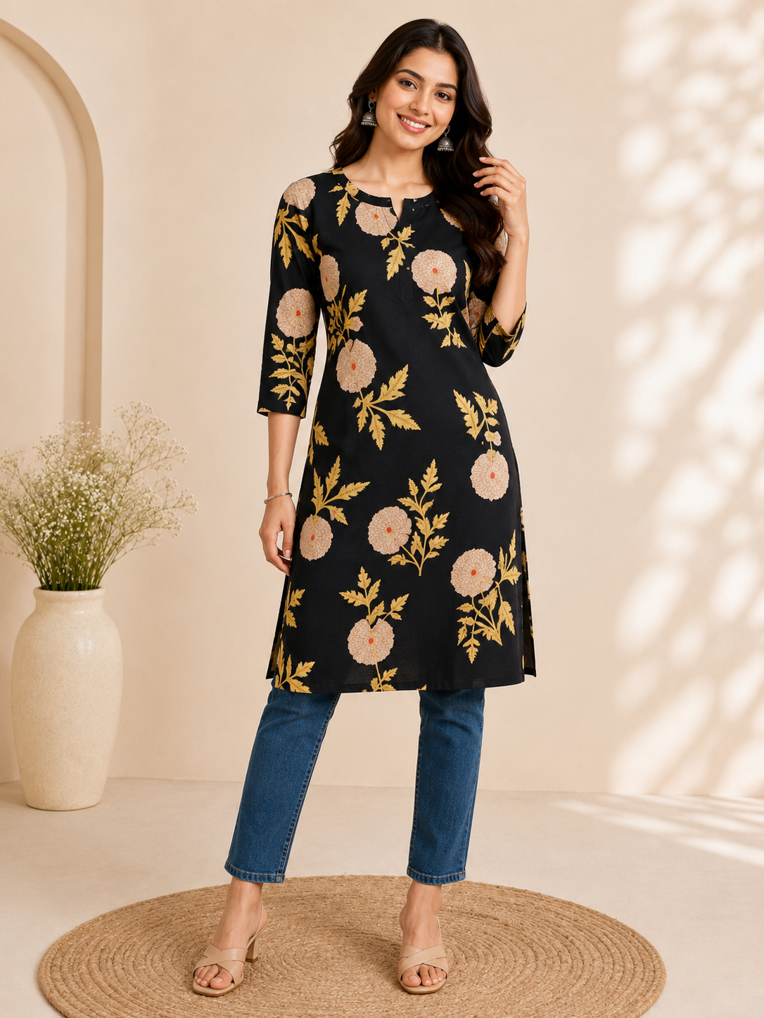 Women Office Wear Mul Cotton Kurti
