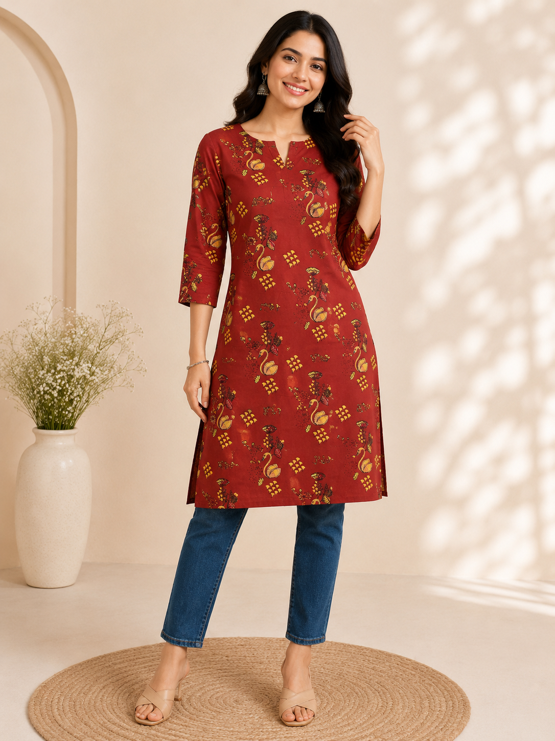 Women Office Wear Mul Cotton Kurti