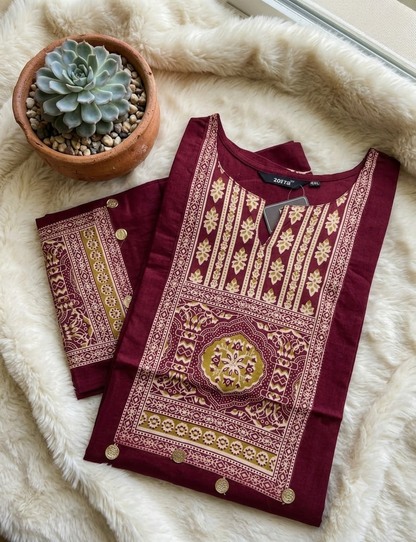 🌸Premium Cotton Kurti | Ethnic Printed Yoke