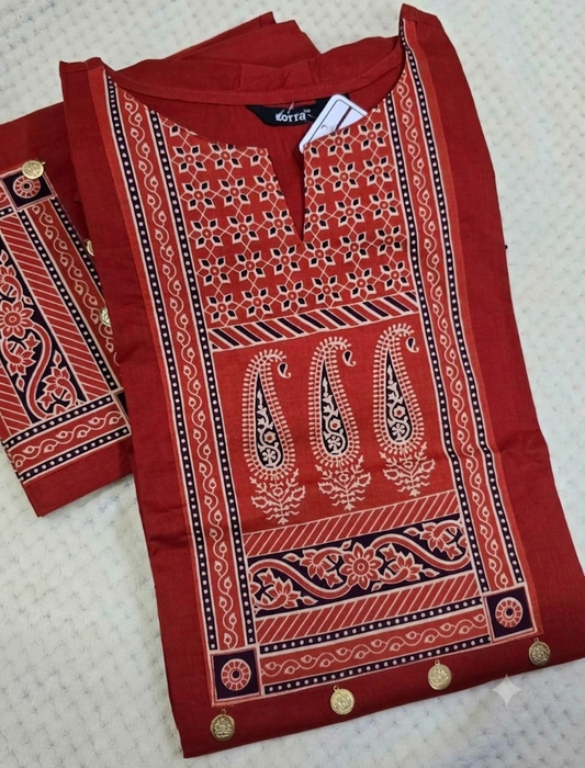 🌸Premium Cotton Kurti | Ethnic  Printed Yoke