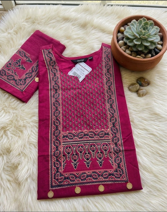 🌸Premium Cotton Kurti | Ethnic Printed Yoke