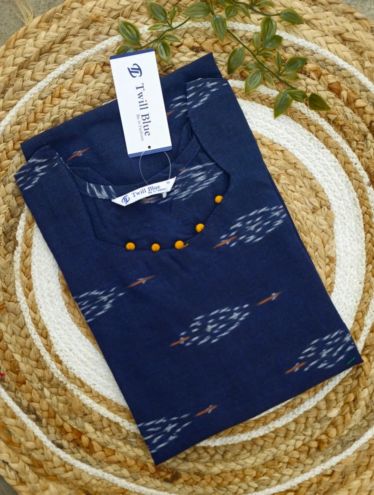 Pochampally Ikkat Kurti Twill Blue