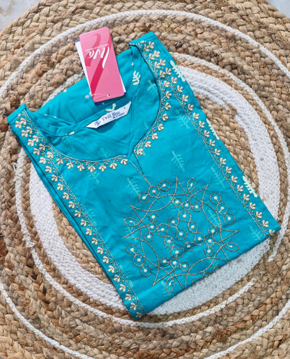 Embroidery Kolam Design Kurti