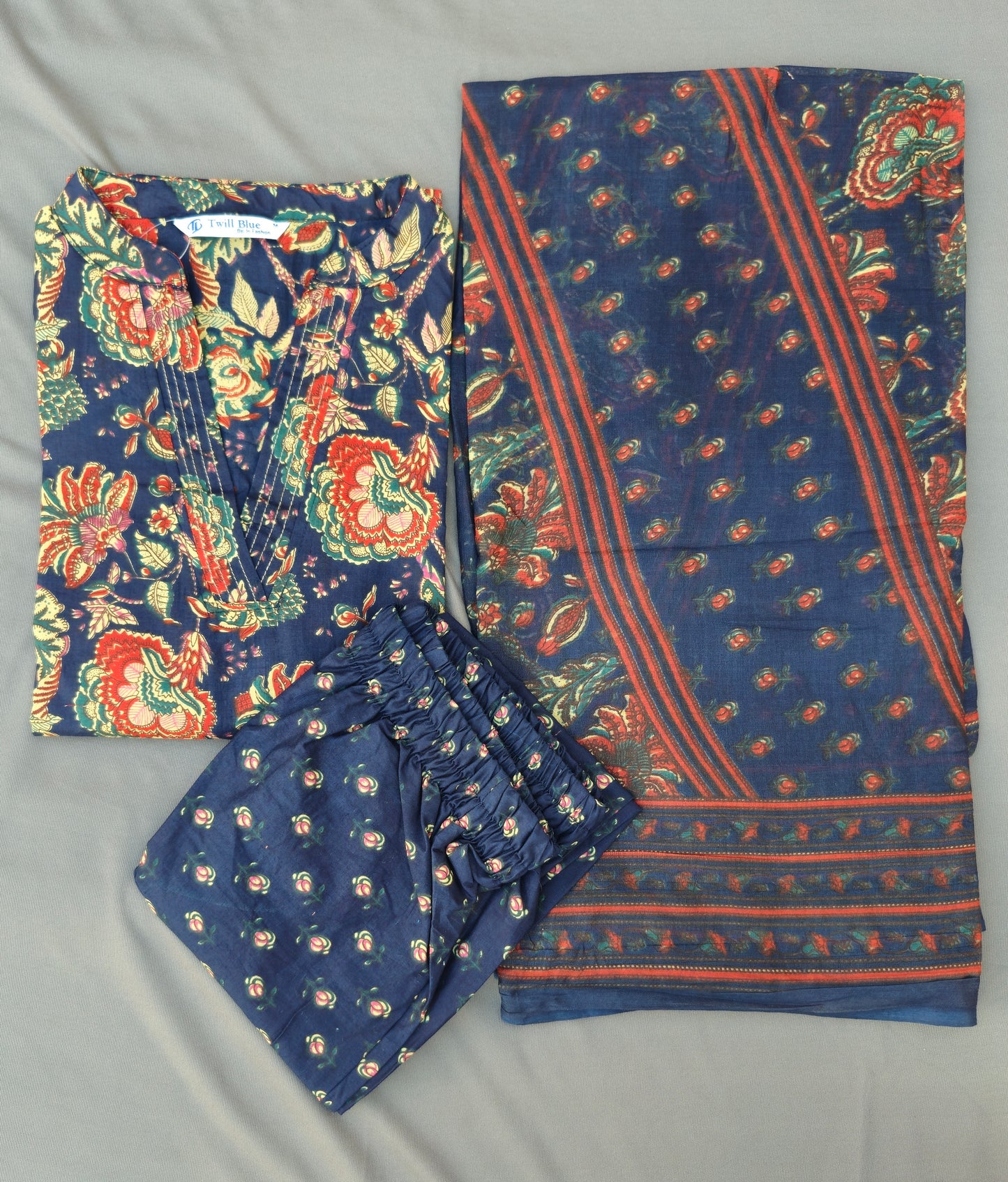 Cotton V-Neck Kurta Set