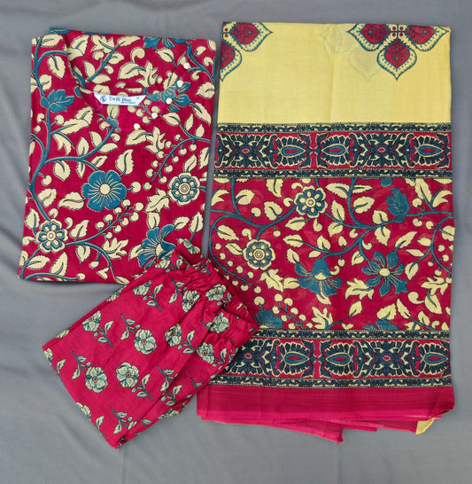 Cotton V-Neck Kurta Set