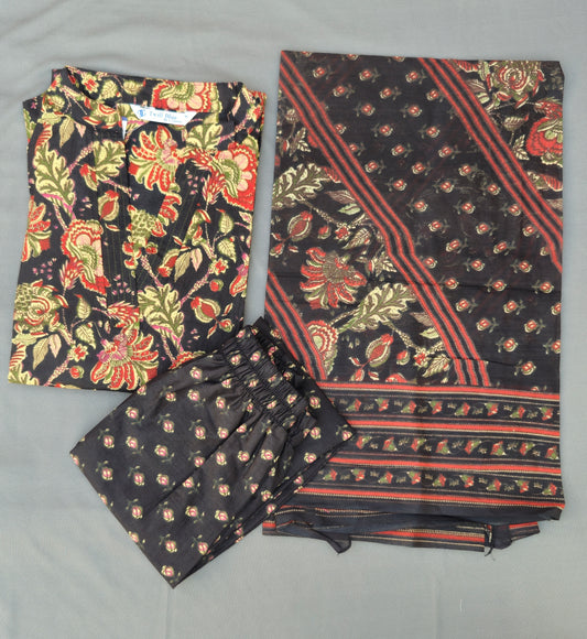 Cotton V-Neck Kurta Set