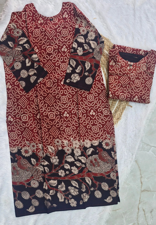 Kalamkari and Bandhini Print Kurti
