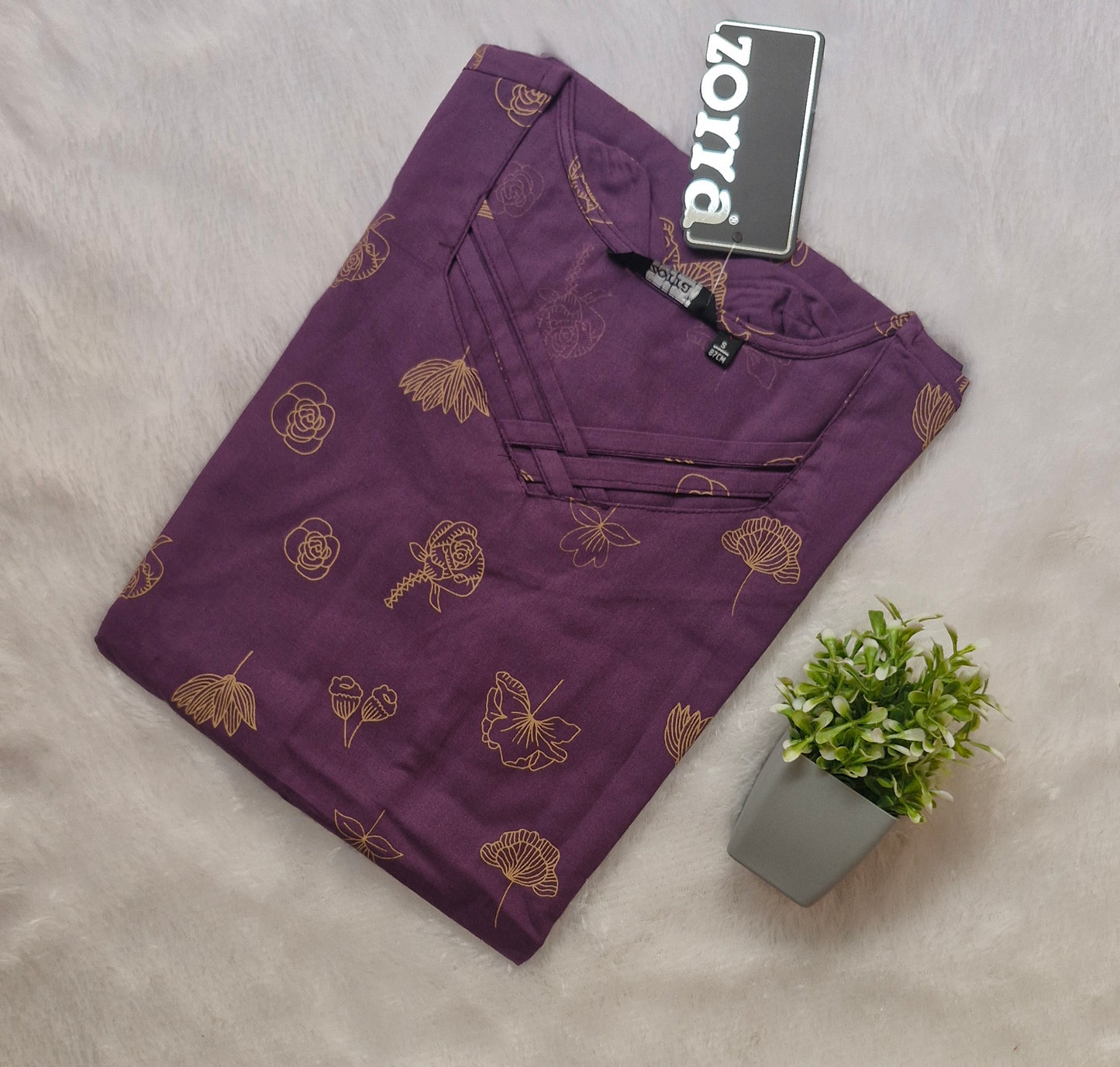Cotton Kurti with Puff Sleeves