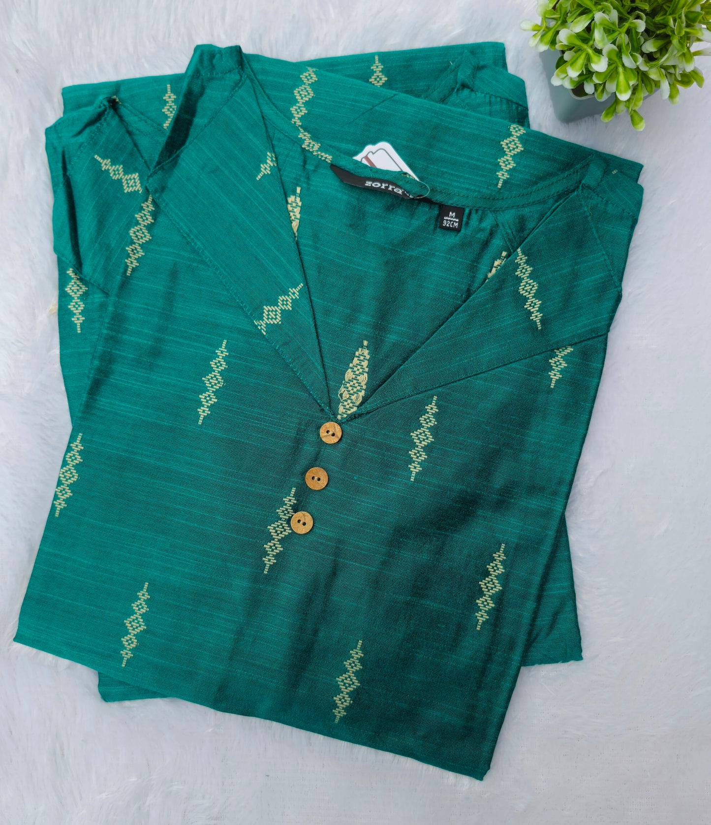 Premium Raw Silk Collar Neck Straight Kurti