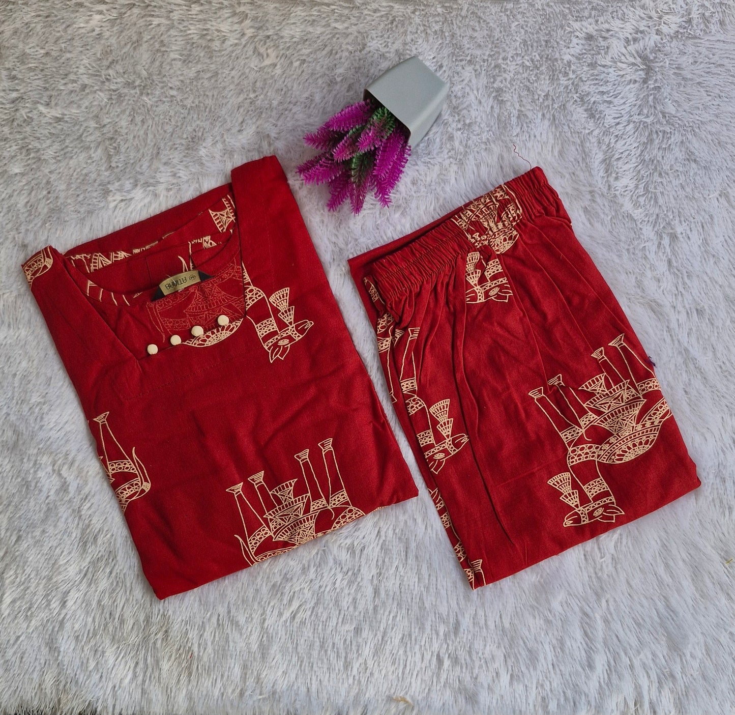 Premium Cotton Co-ord Set | Elastic pant | 3/4 sleeves