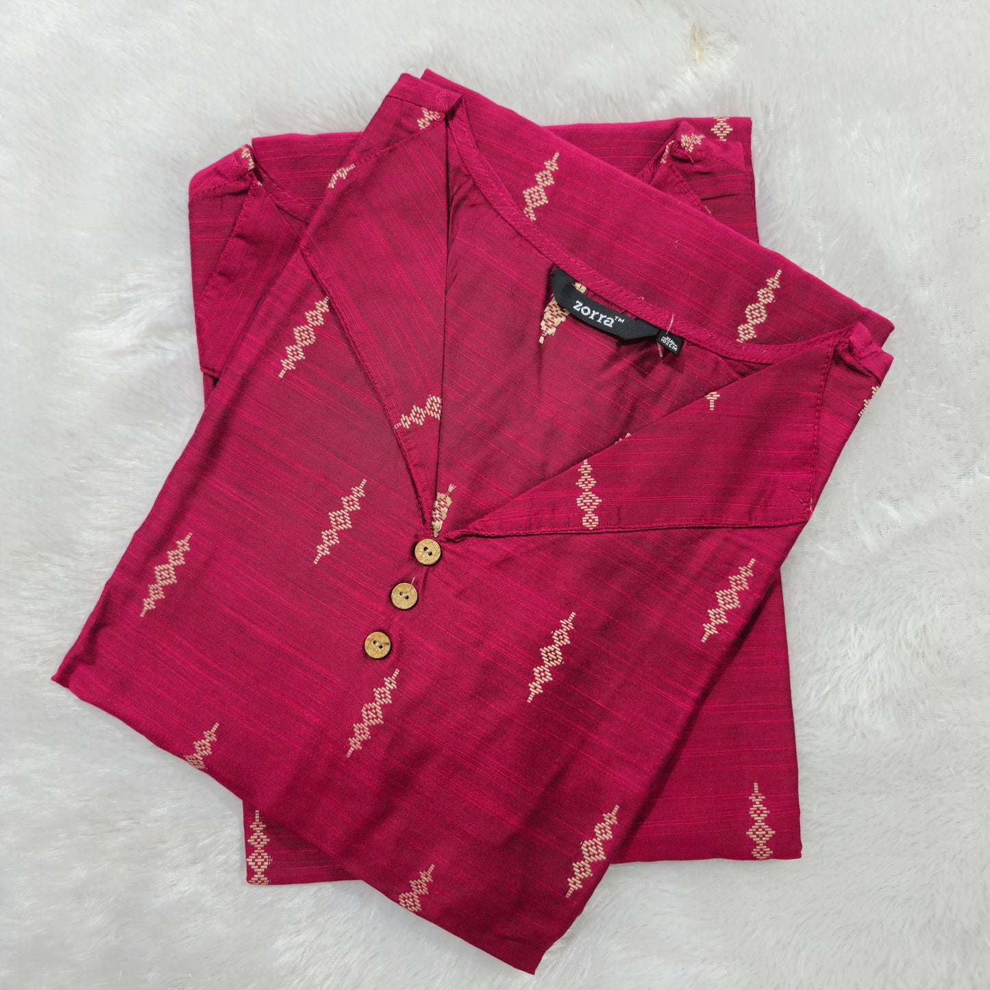 Premium Raw Silk Collar Neck Straight Kurti