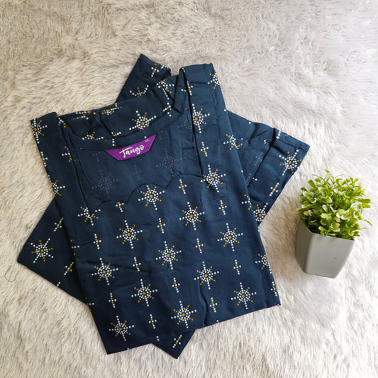 🌸Rayon Kurti | Scallop Neck Straight Fit | Blue