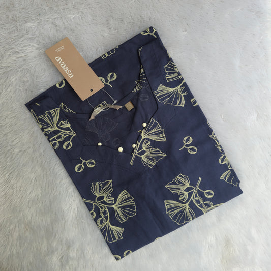 Avaasa Rayon Kurti | Navy Blue