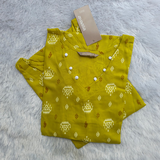 Avaasa Rayon Kurti | Lime Green