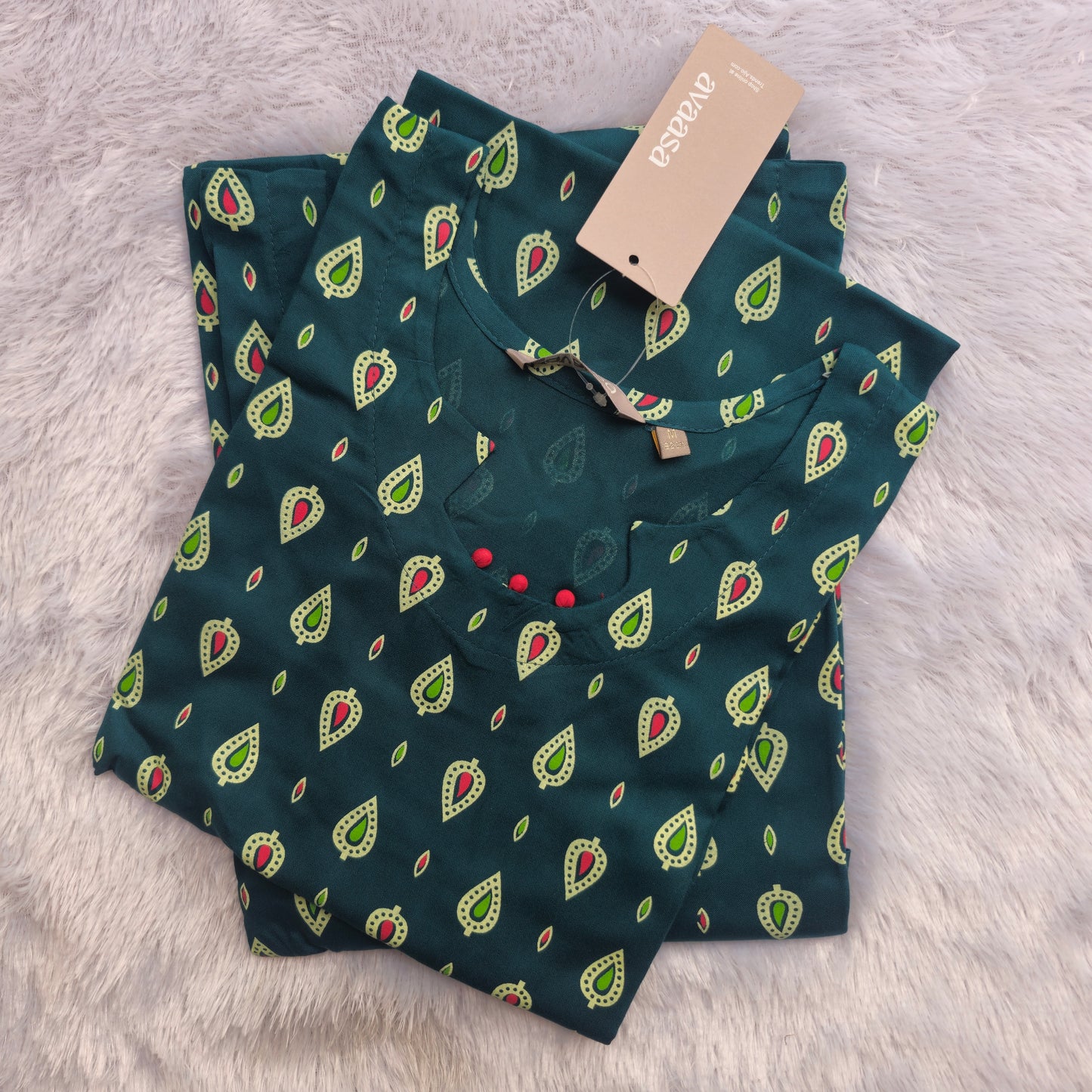 Avaasa Rayon Kurti | Teal