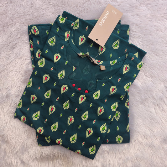 Avaasa Rayon Kurti | Teal