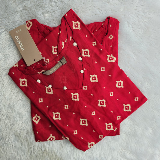 Avaasa Rayon Kurti | Red