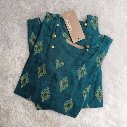 Avaasa Rayon Kurti | Teal Green