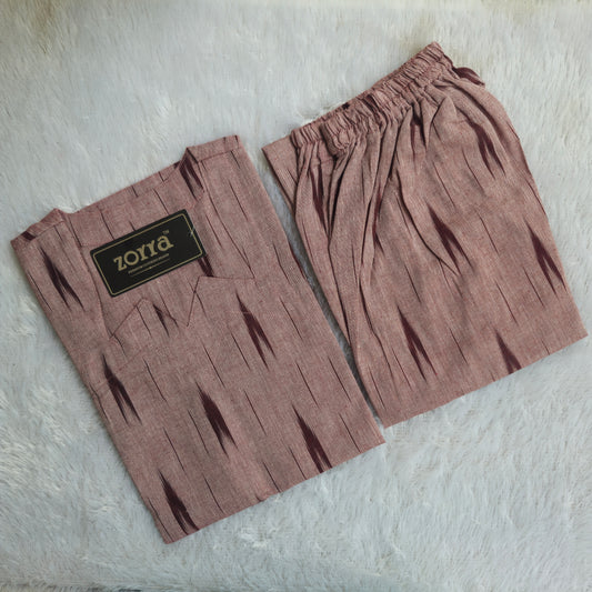 Premium Ikkat Cotton Co-Ord Set | Rosewood✨
