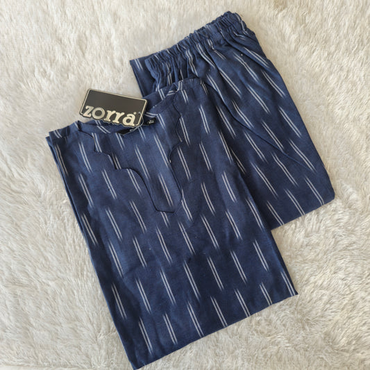 Premium Ikkat Cotton Co-Ord Set | Navy Blue✨