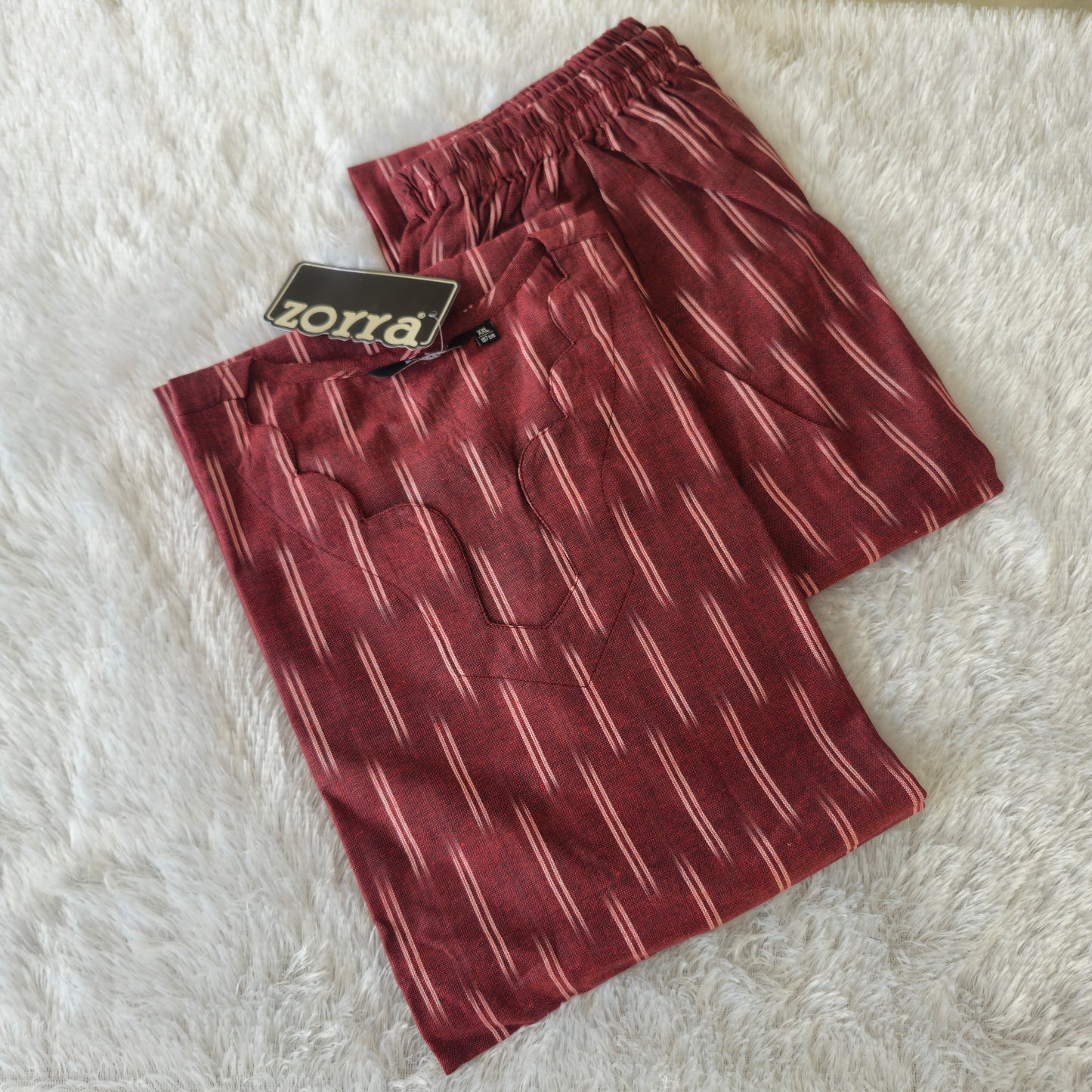Premium Ikkat Cotton Co-Ord Set | Maroon✨