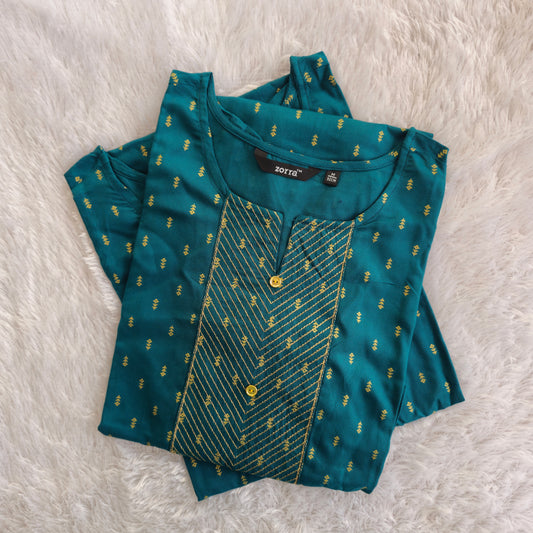 Premium Rayon Straight Fit Kurti | Teal