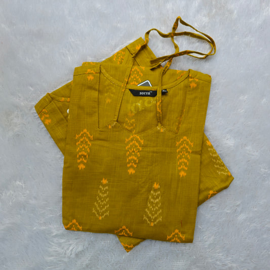 Premium Cotton Straight Fit Kurti | Mustard Yellow
