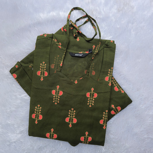 Premium Cotton Straight Fit Kurti | Green