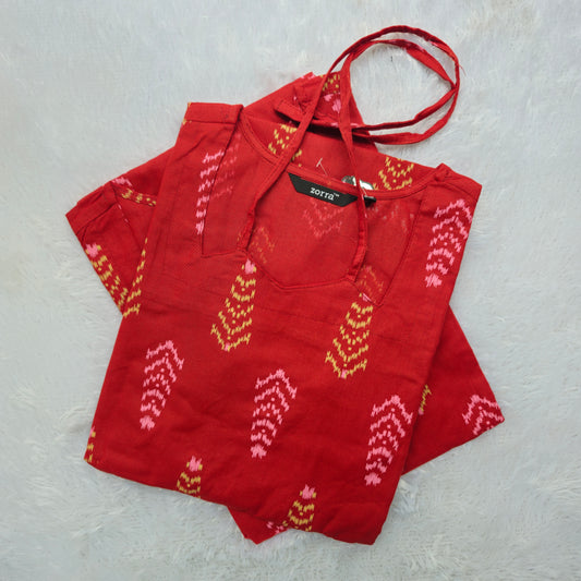 Premium Cotton Straight Fit Kurti | Red