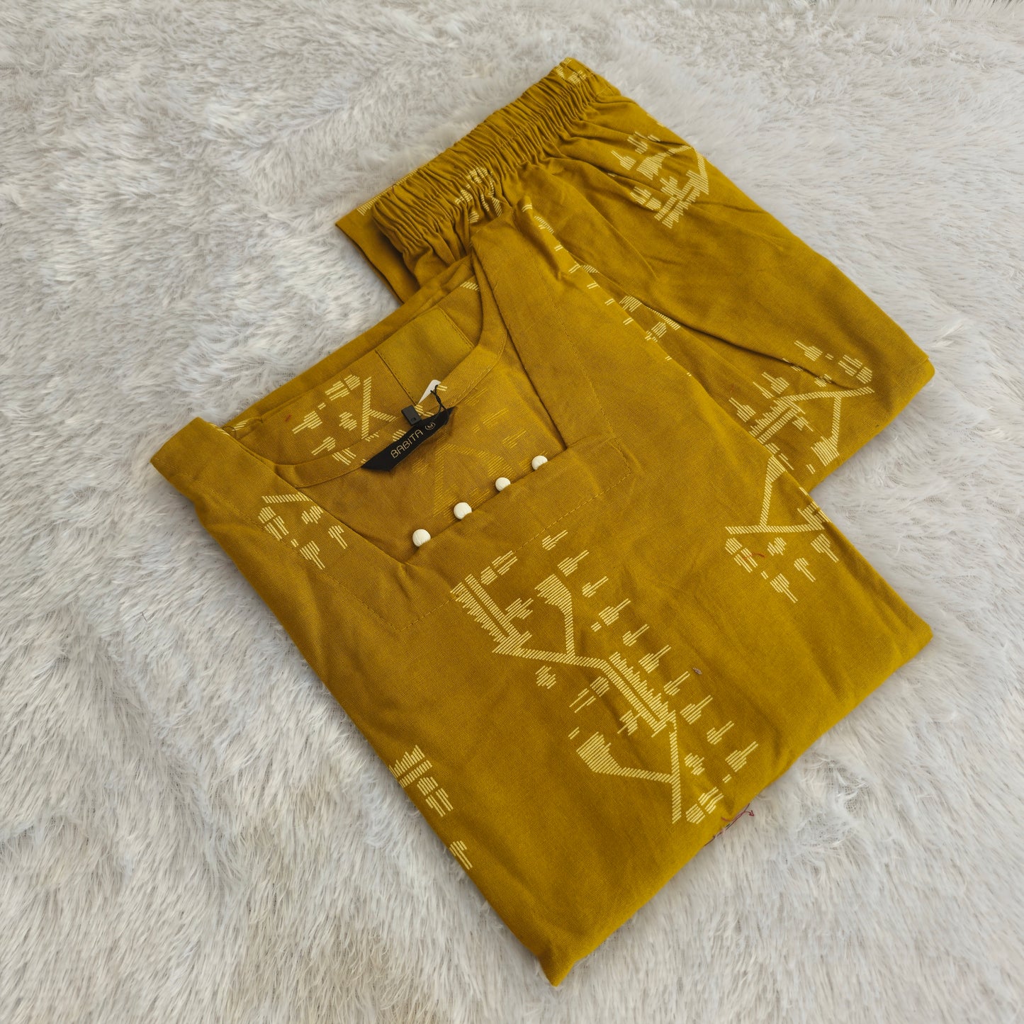 Premium Cotton Co-ord Set for Women | Mustard Yellow