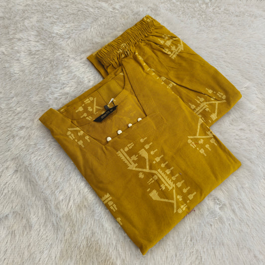 Premium Cotton Co-ord Set for Women | Mustard Yellow