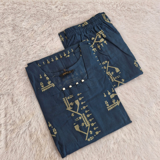 Premium Cotton Co-ord Set for Women | Teal Blue