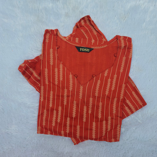 Casual Wear Rayon Kurti | Rust
