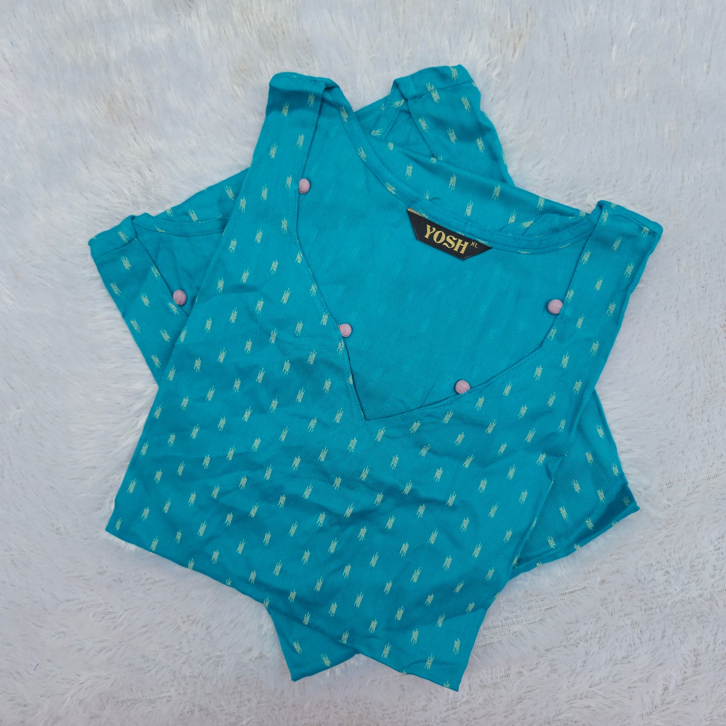 Casual Wear Rayon Kurti | Teal Blue