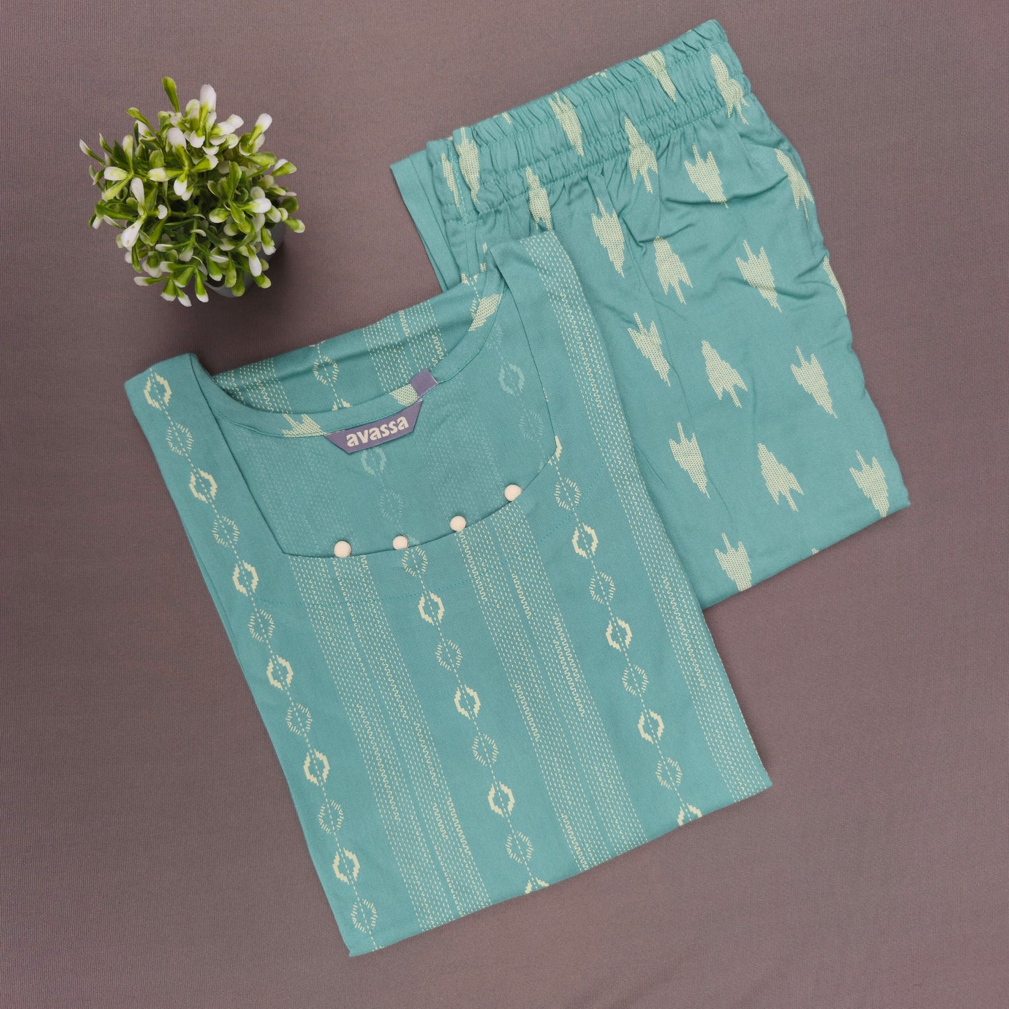 Premium Rayon Office Wear Co-ord Set | Blue
