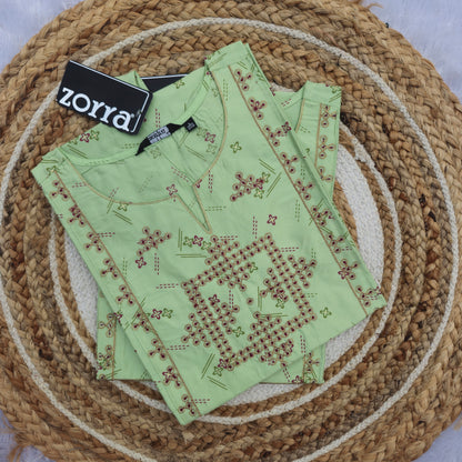 Mint Green Kolam Festive Silk Kurti