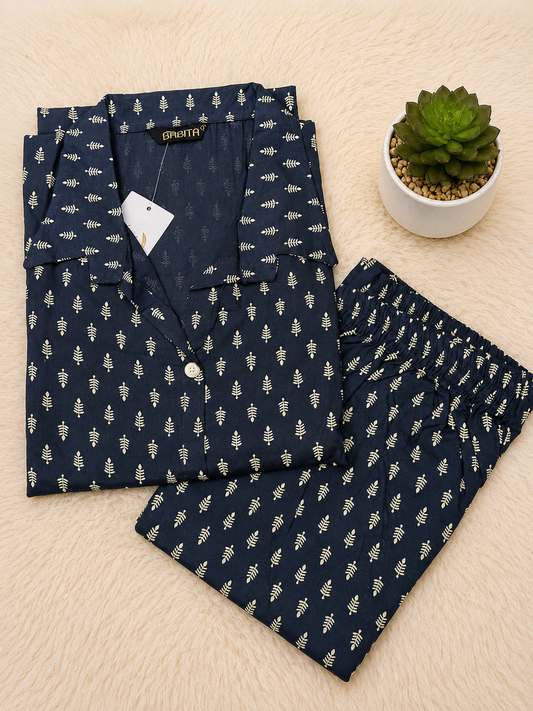 Premium Rayon A-Line Co-ord Set | Navy Blue