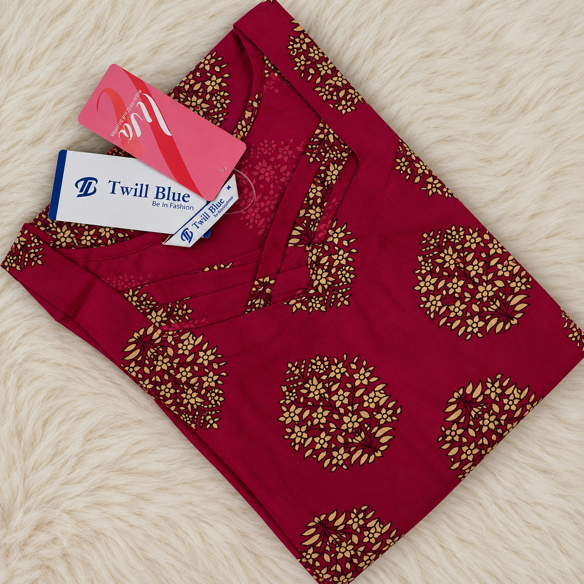 Magenta Floral Design Liva Rayon Kurti