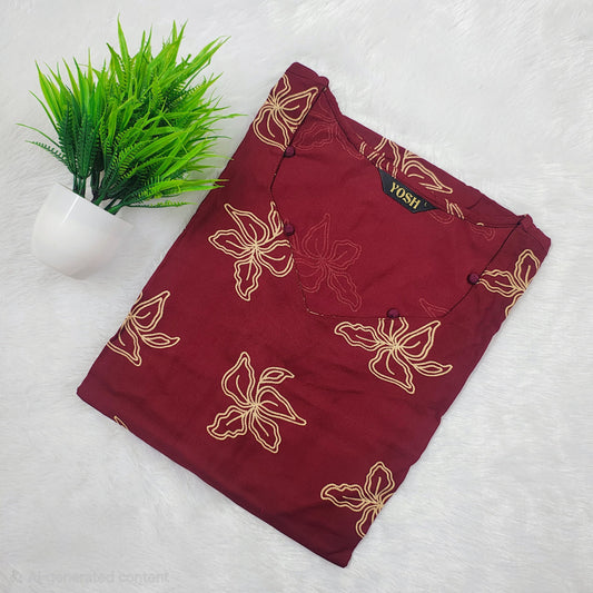 Casual Wear Rayon Kurti | Maroon