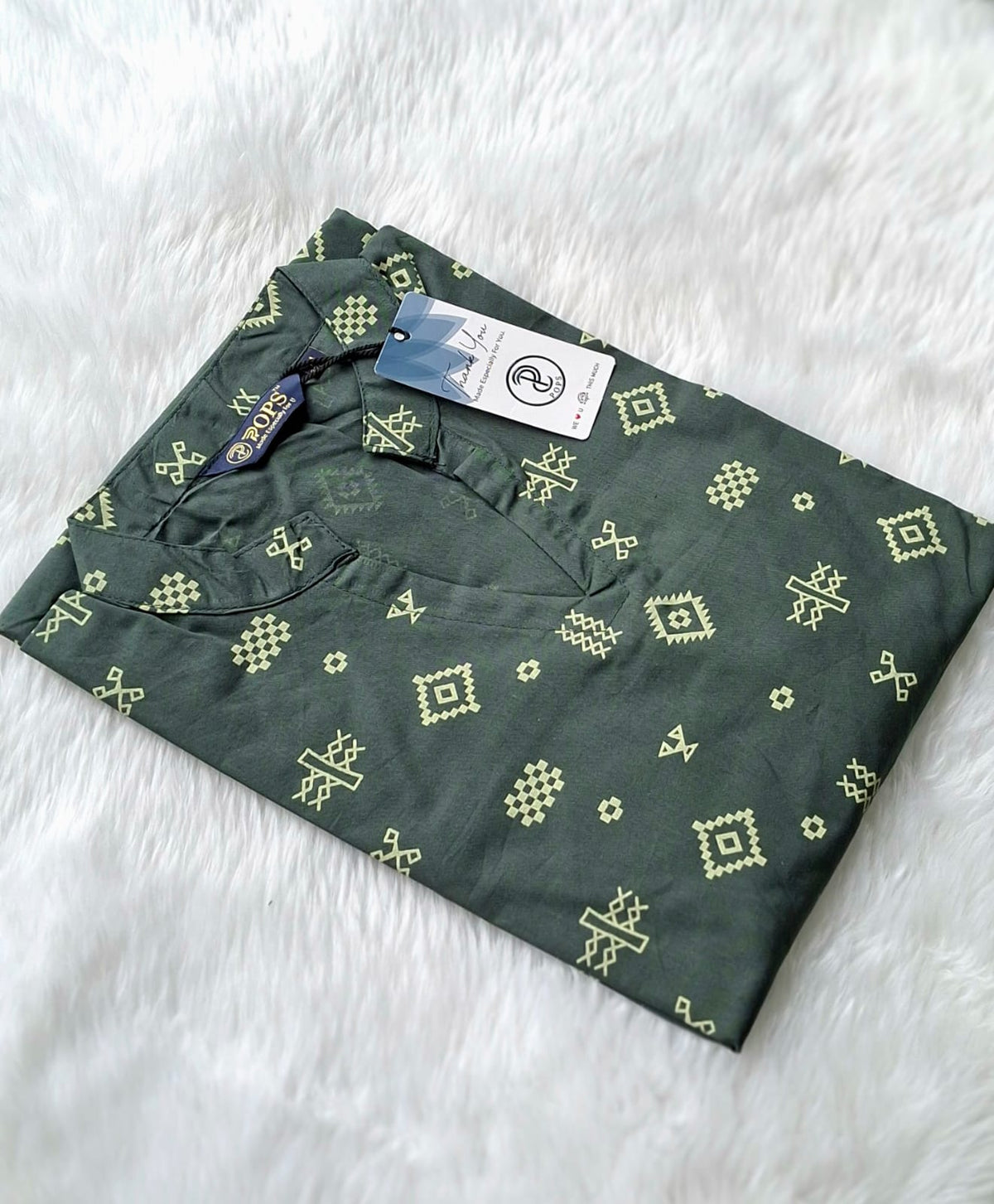 🤎Dabu Cotton Straight-cut Kurti | Green