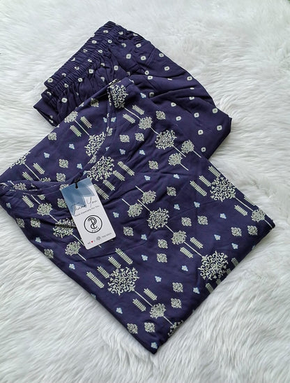 💜Deep Purple Floral Charm Co-ord Set | Liva Rayon