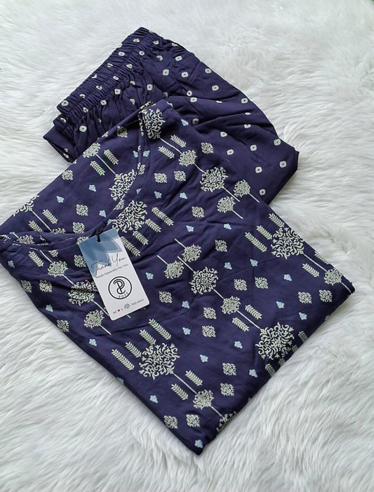💜Deep Purple Floral Charm Co-ord Set | Liva Rayon
